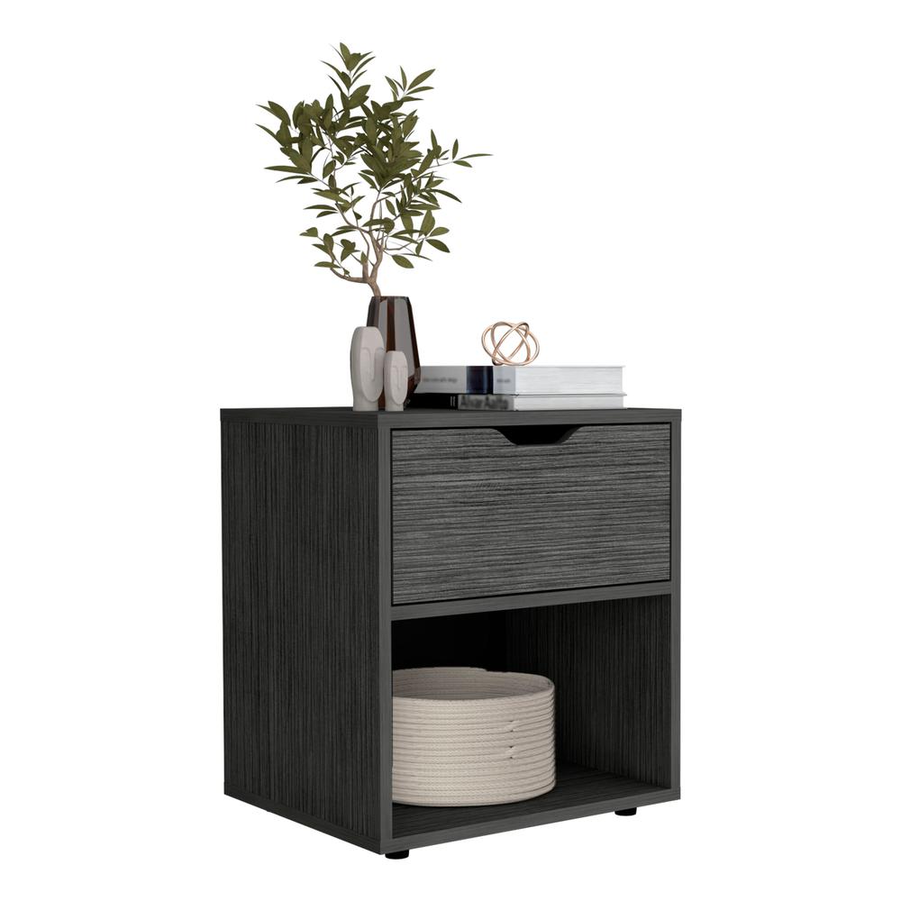 Adak 19.7" H Nightstand End Table with Open Shelf,Ligth Gray. Picture 4