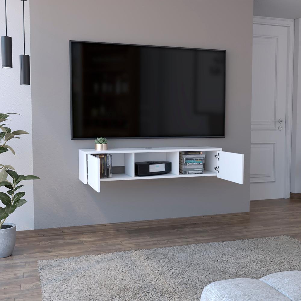Adel Floating TV Stand, Sleek Wall-Mounted Console with 2-Doors. Picture 6