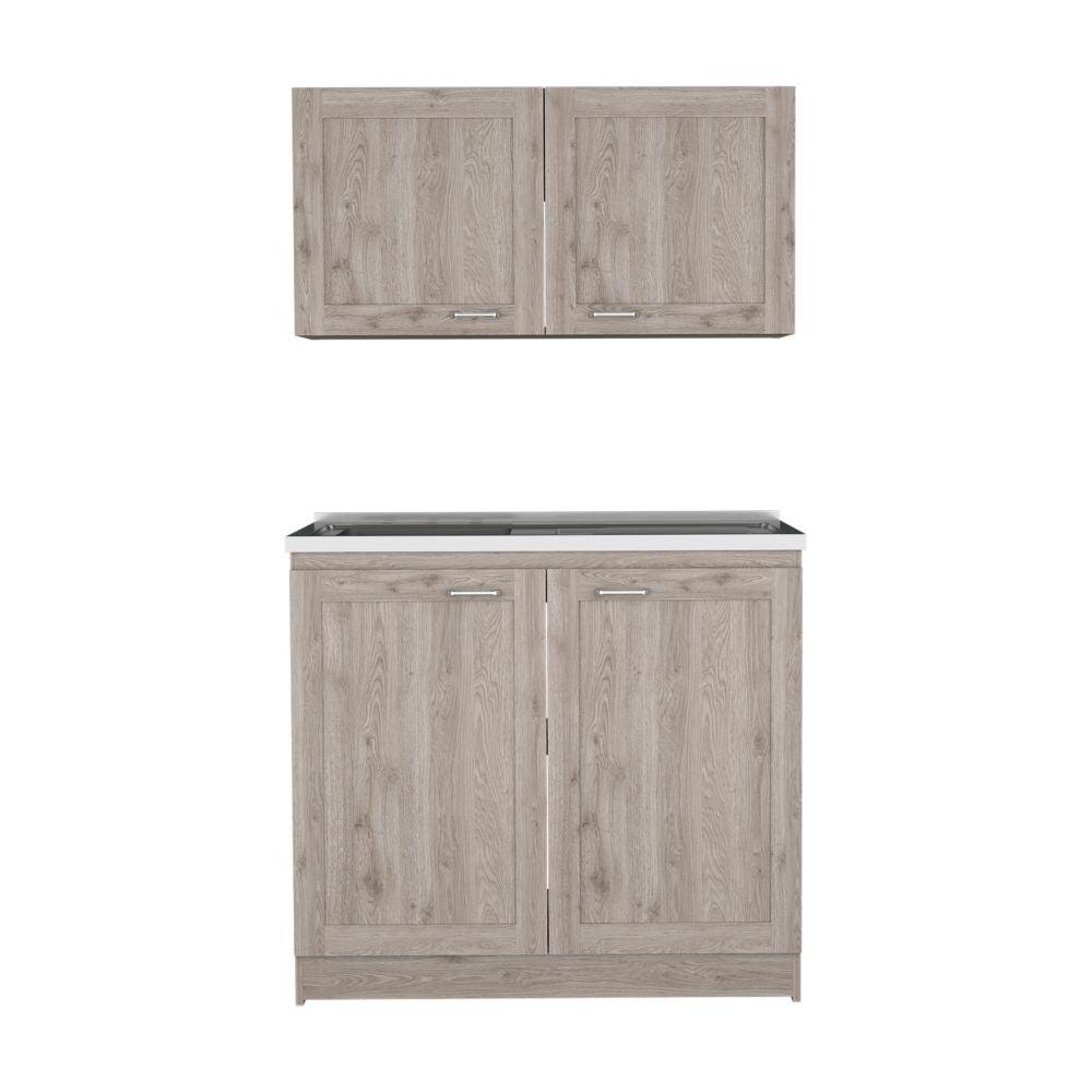 DEPOT E-SHOP Agate Cabinet Set, Two Parts Set, Countertop-Light Grey, For Kitchen. Picture 1