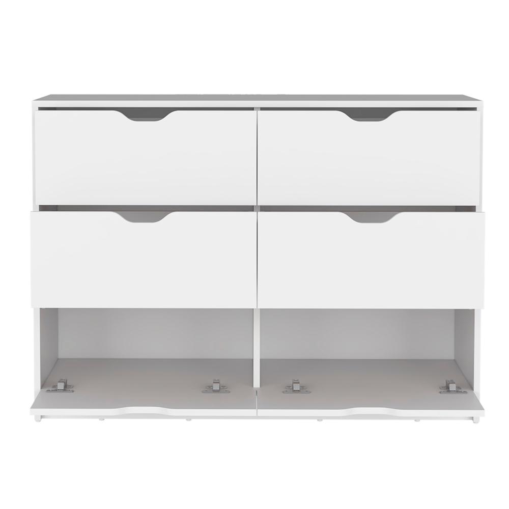 DEPOT E-SHOP Houma 4 Drawer Dresser with 2 Lower Cabinets, Drawer Chest, White. Picture 1