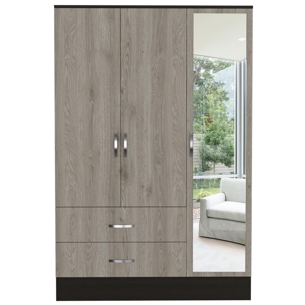 Gangi 120 Mirroed Armoire - Black+Light Grey. Picture 2