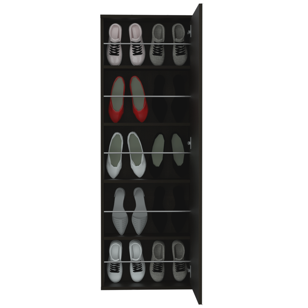 Seul Wall Mounted Shoe Rack With Mirror Black Wengue. Picture 3