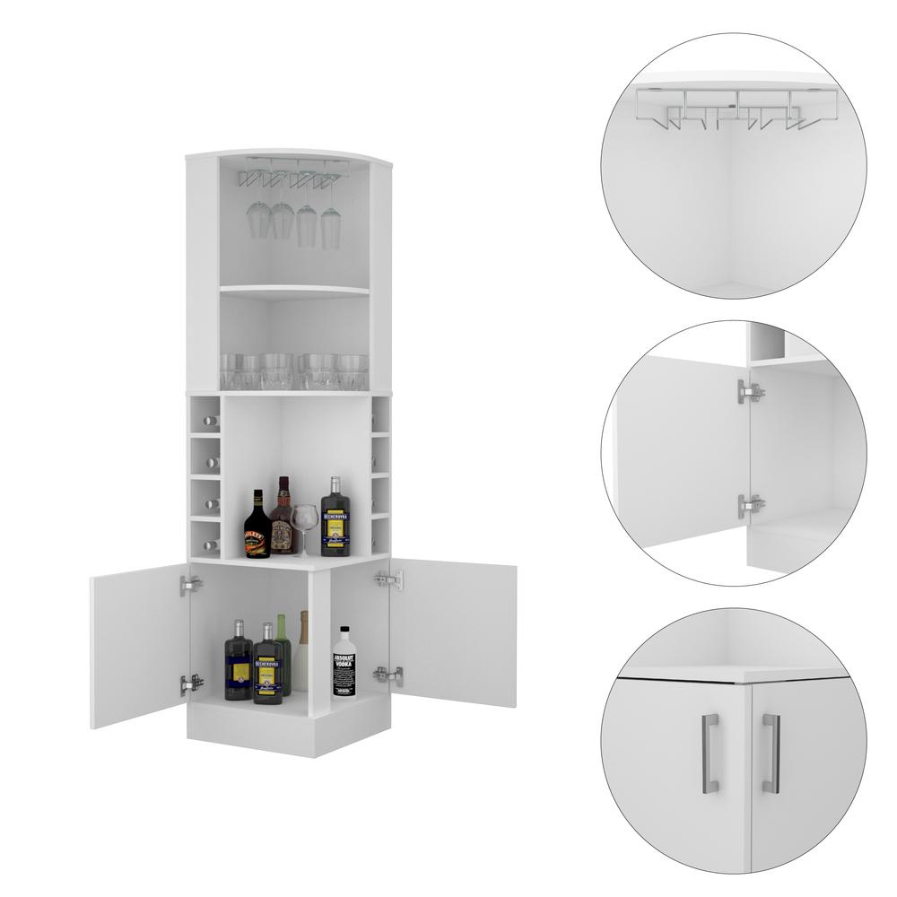 Egina Corner Bar Cabinet - White. Picture 3