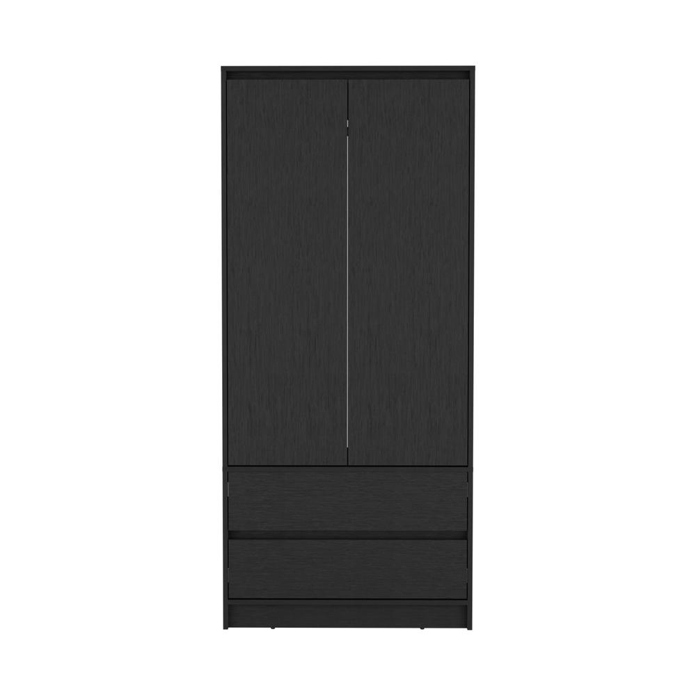 DEPOT E-SHOP Palmer 2 Drawers Armoire, Wardrobe Closet with Hanging Rod, Black. Picture 2