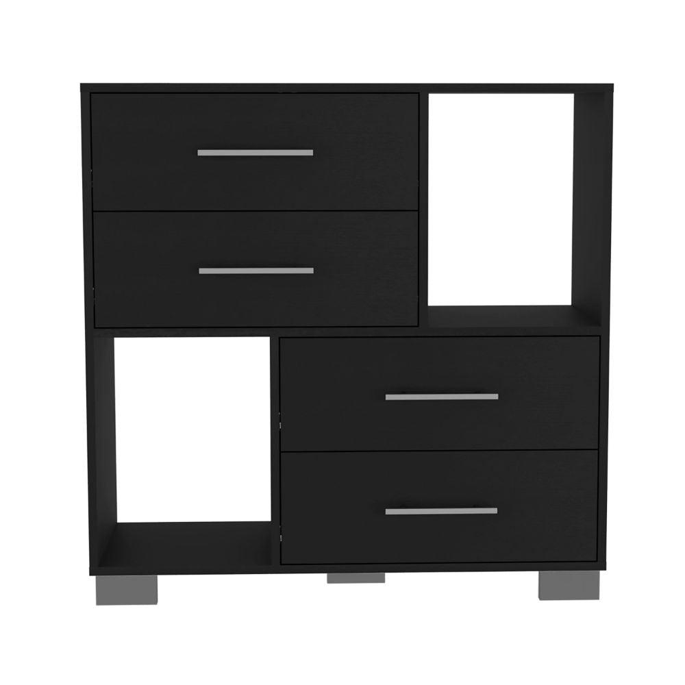 DEPOT E-SHOP Fountain Dresser, Two Open Shelves, Four Drawers-Black, For Bedroom. Picture 1