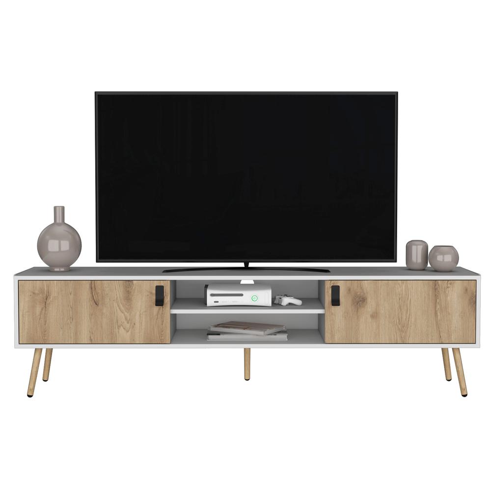 Toka TV Rack with 2 Hinged Doors and Central Shelves. Picture 3