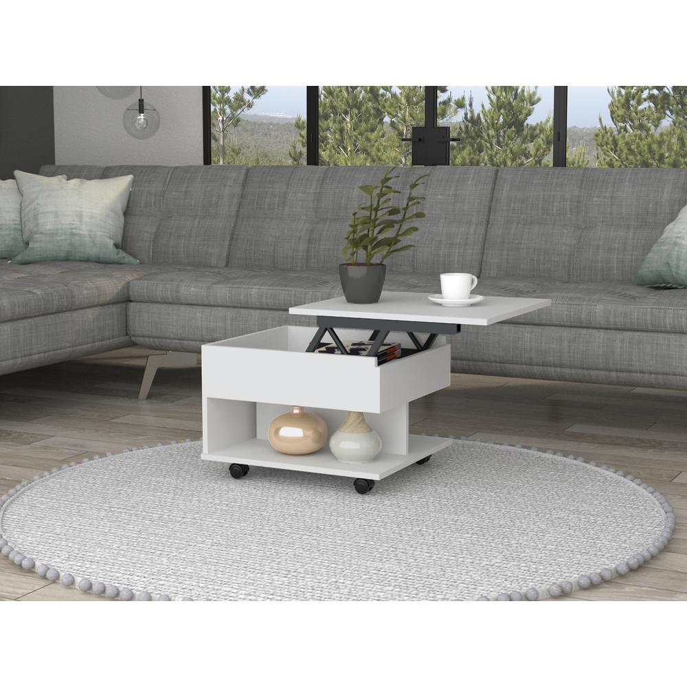 Babel Lift Top Coffee Table - White. Picture 1