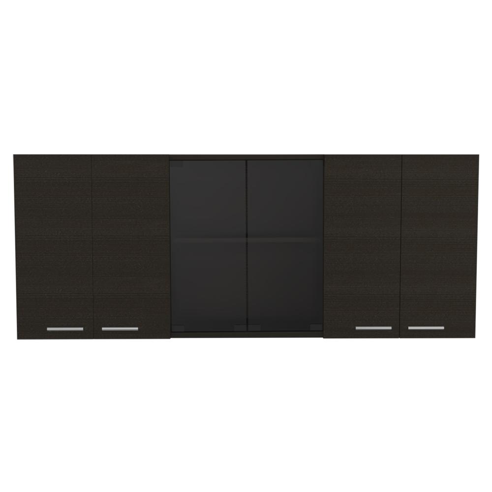 Olimpo 150 Wall Cabinet With Glass In Black. Picture 3