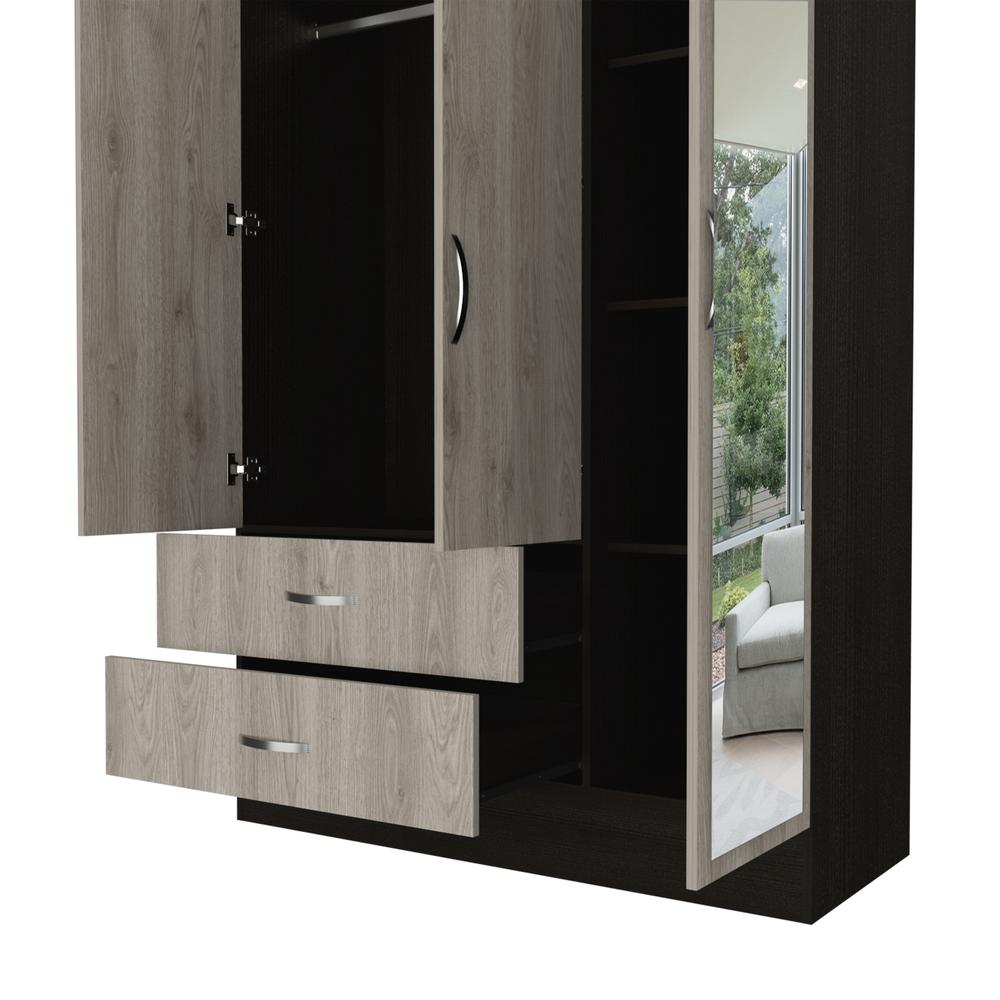 Gangi 120 Mirroed Armoire - Black+Light Grey. Picture 5