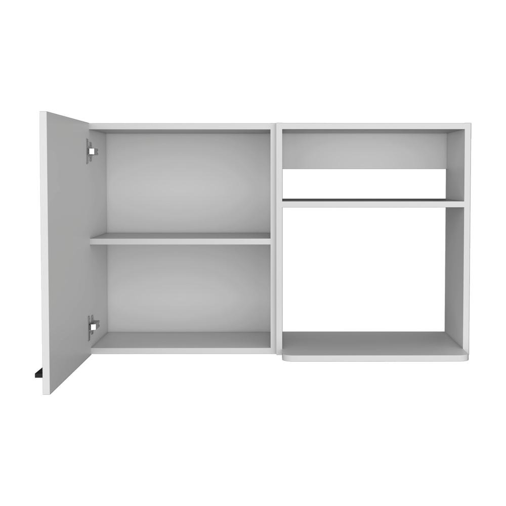DEPOT E-SHOP Salento 2 Stackable Wall-Mounted Storage Cabinet with 2 Side Shelf, White. Picture 2