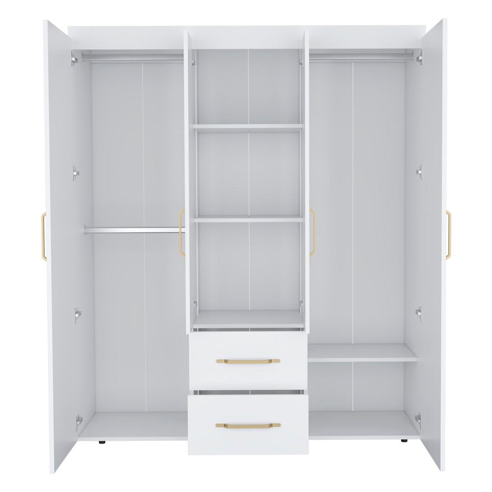 Valier Wardrobe, Deluxe Armoire with Multiple Storage Options and Metal Accents. Picture 2