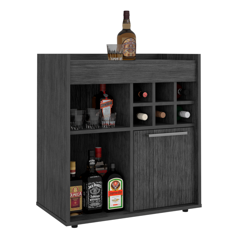 Bar Cabinet With Divisions, Two Concealed Shelves, Six Cubbies, Smokey Oak. Picture 3