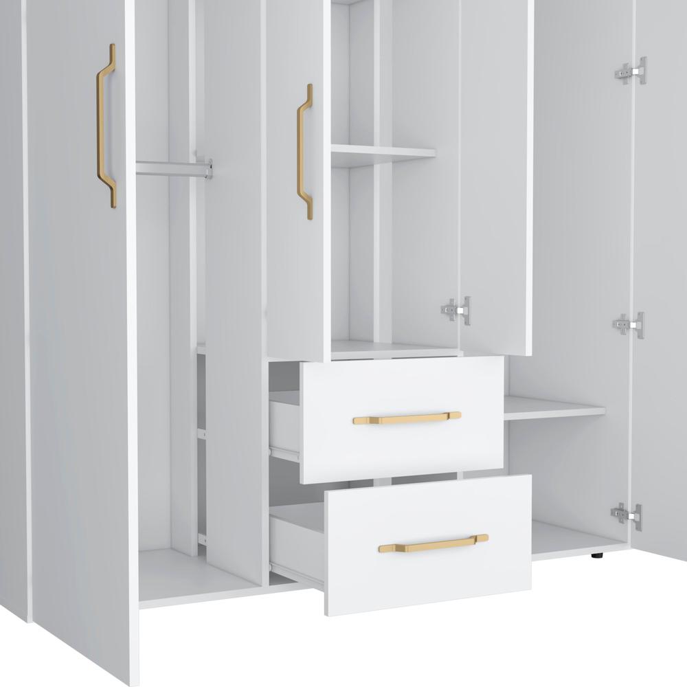 Valier Wardrobe, Deluxe Armoire with Multiple Storage Options and Metal Accents. Picture 3