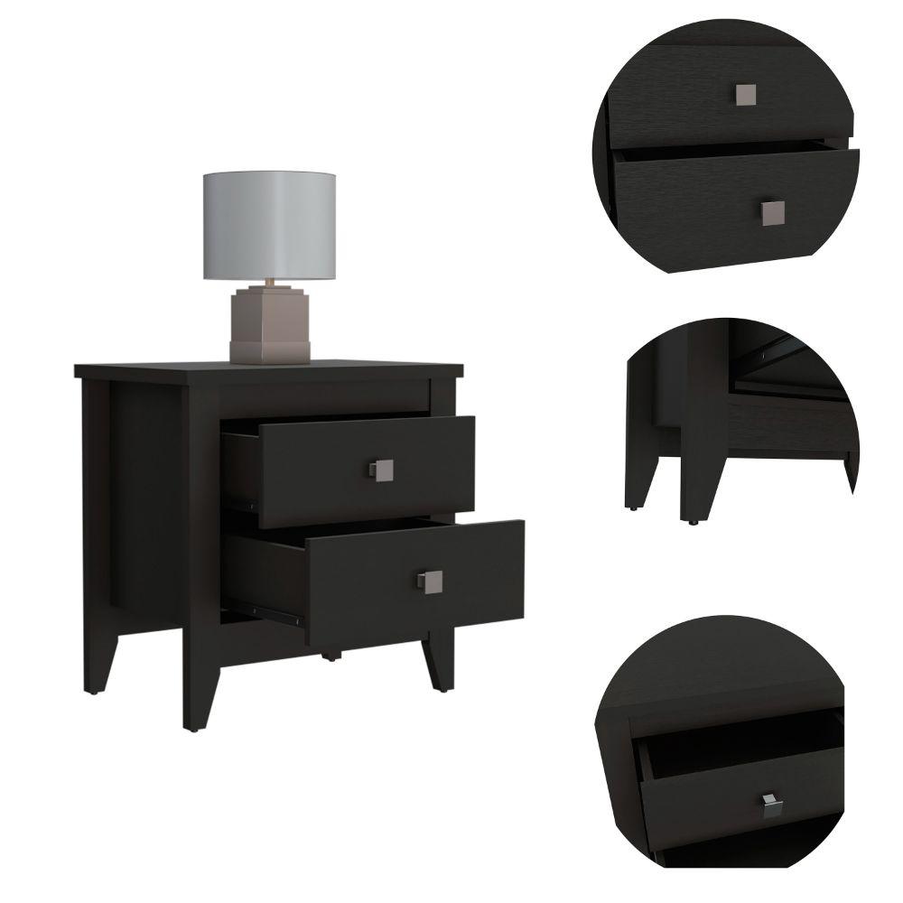 DEPOT E-SHOP Oasis Nightstand, Two Shelves, Four Legs, Countertop-Black, For Bedroom. Picture 3
