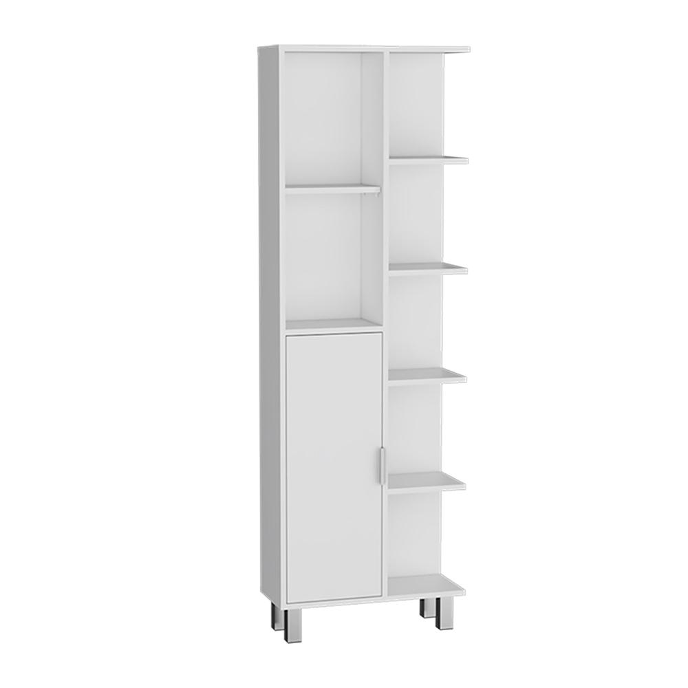 63" H Linen Bathroom Cabinet with Seven Open Shelves, One Drawer and four legs. Picture 1