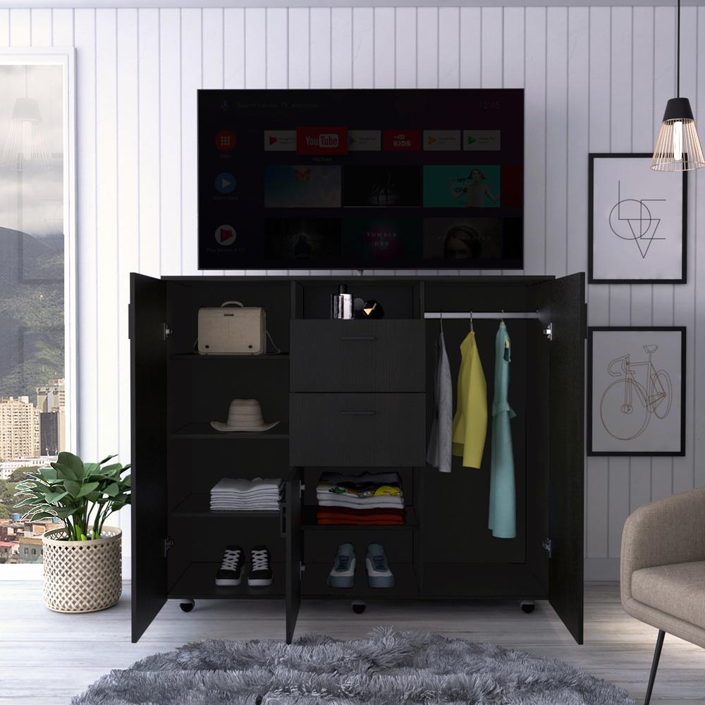 Milano Two-Door Cabinet Dresser-Black. Picture 3