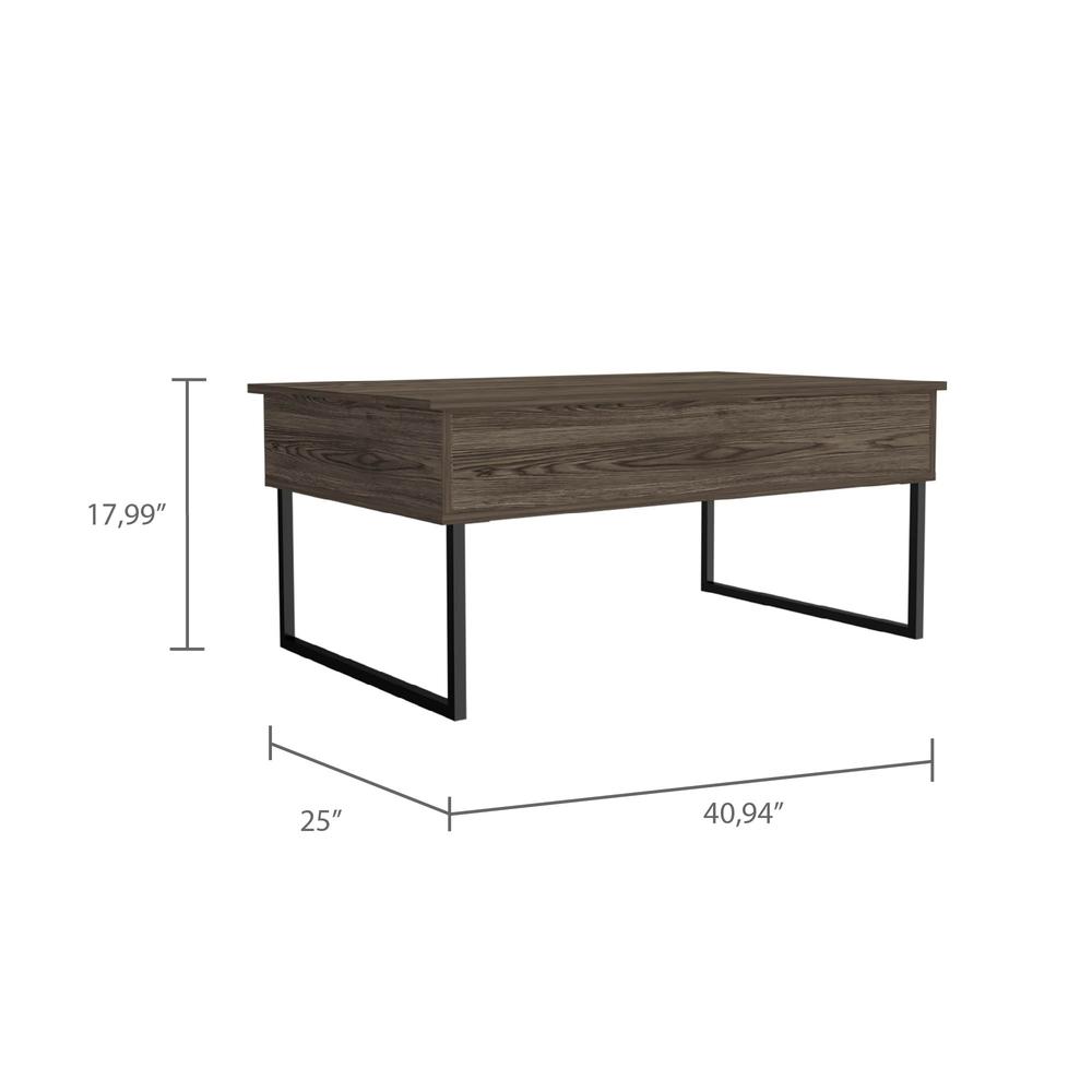 DEPOT E-SHOP Viena Lift Top Coffee Table, Flexible Shelf, Two Legs - Dark Walnut, For Living Room. Picture 4