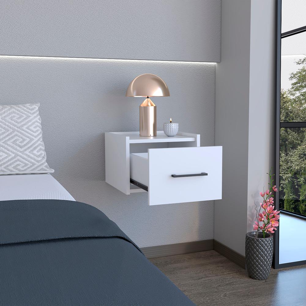Floating Nightstand, Space-Saving Design with Handy Drawer and Surface. Picture 7