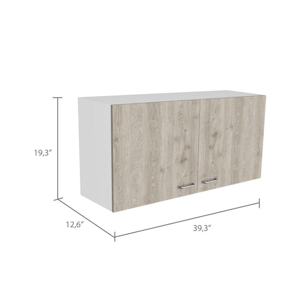 DEPOT E-SHOP Alder Wall Cabinet, Two-Door Cabinet, Internal Shelf-Light Grey, For Kitchen. Picture 4