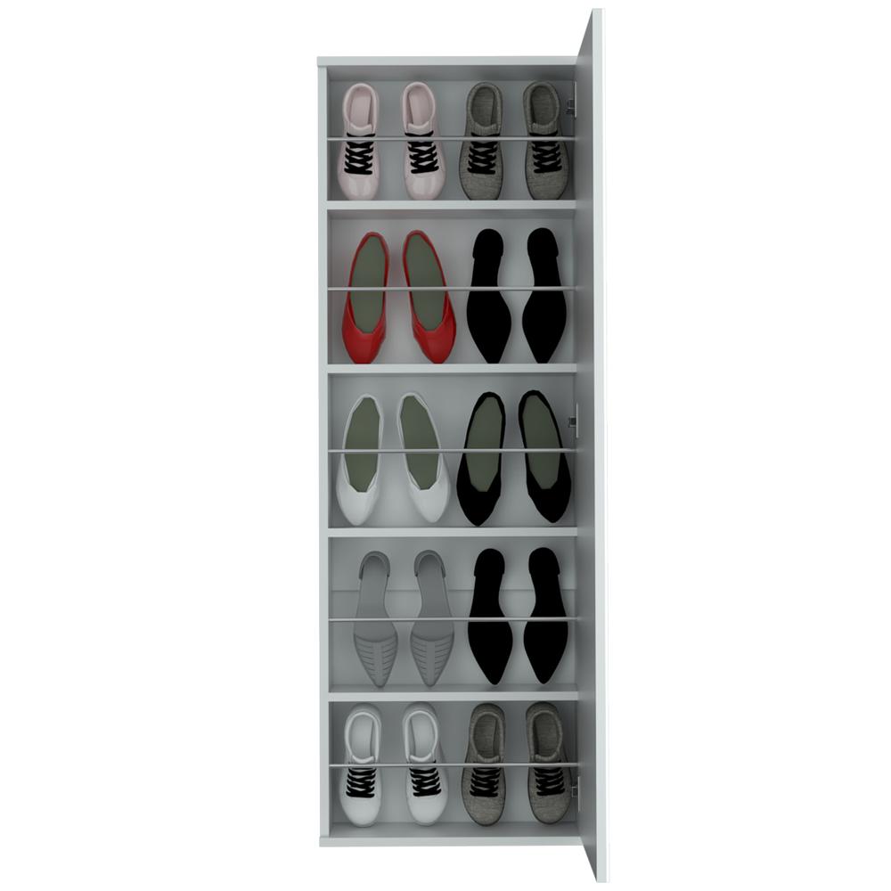 Seul Wall Mounted Shoe Rack With Mirror White. Picture 3