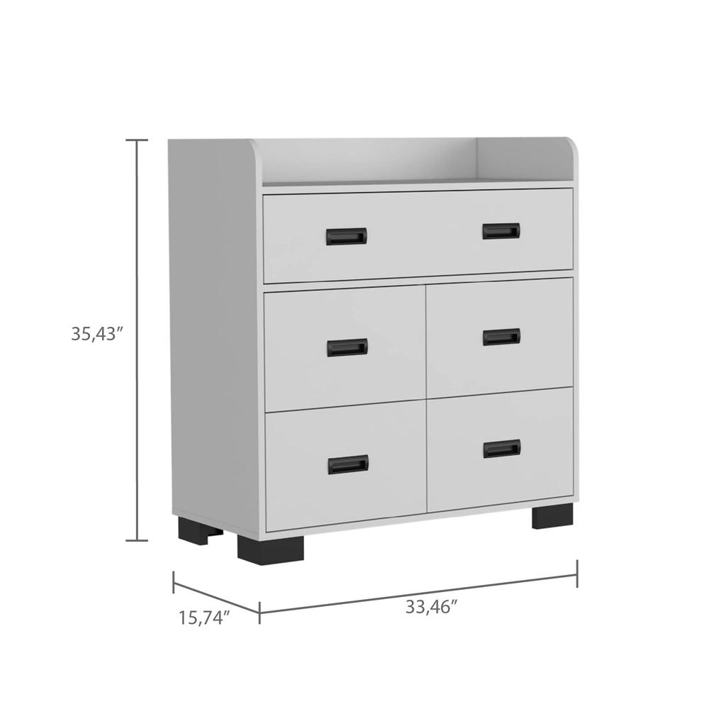DEPOT E-SHOP Neptune Dresser, One Ample Drawer, Four Drawers, Four Legs, Countertop, White, For Bedroom. Picture 4