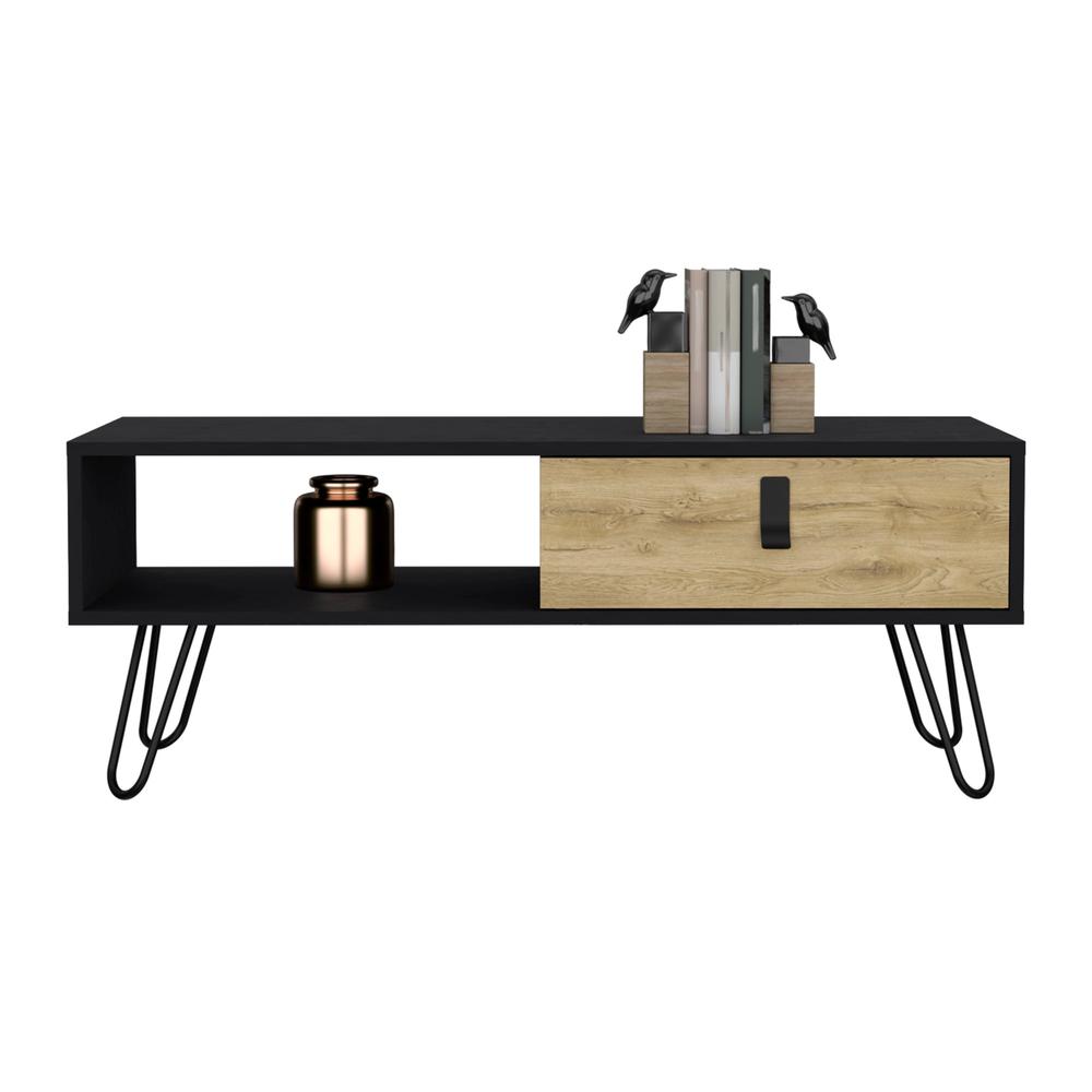 Mosby Coffee Table with Modern Hairpin Legs Design and Drawer. Picture 4