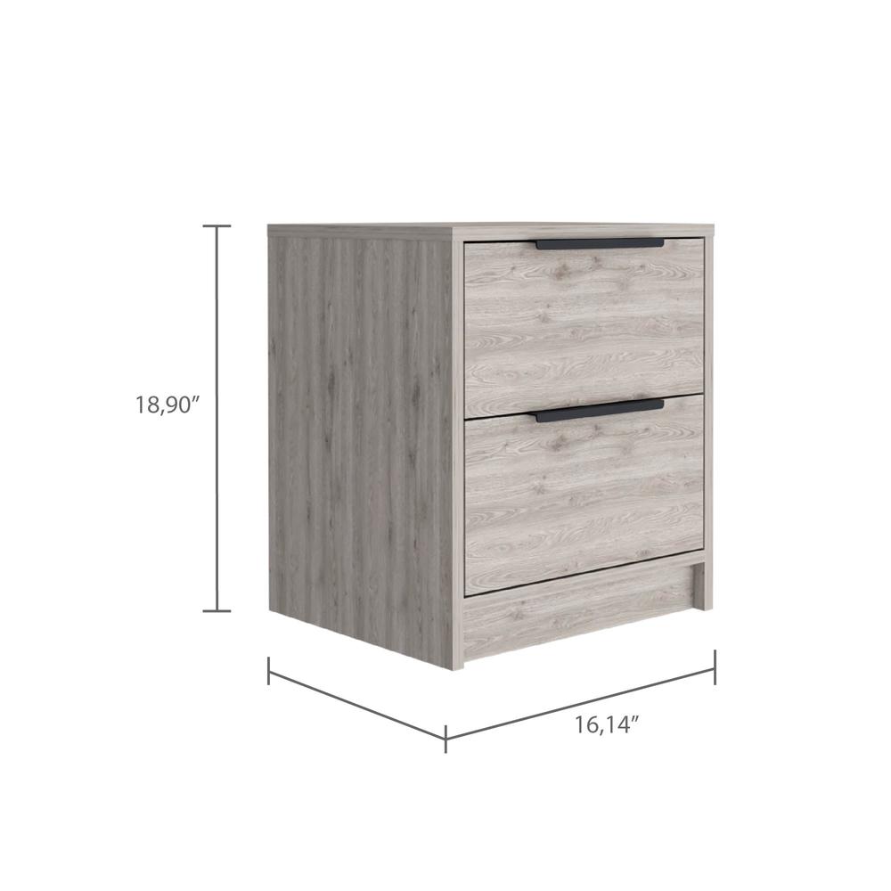 DEPOT E-SHOP Egeo Night Stand, Two Drawers, Countertop, Light Grey, For Bedroom. Picture 3