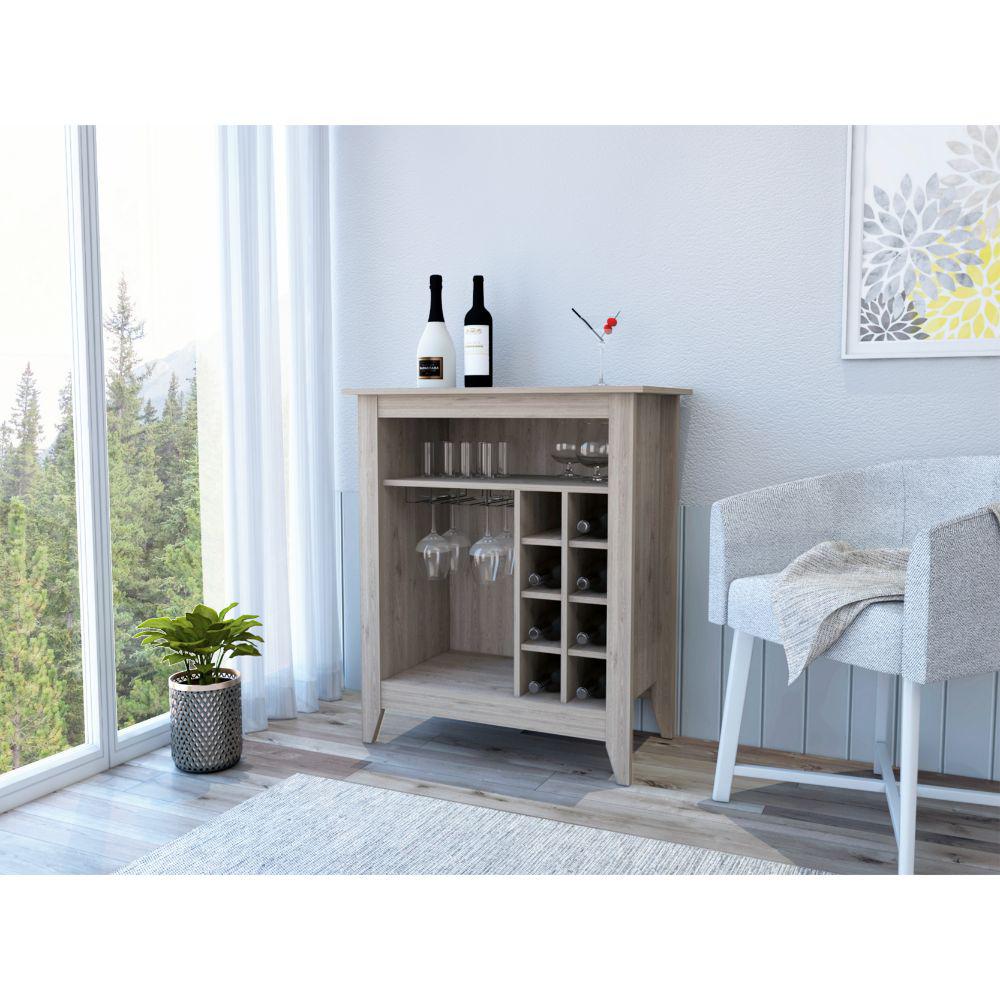 DEPOT E-SHOP Mojito Bar Cabinet, Six Wine Cubbies, One Open Drawer, One Open Shelf, Countertop-Light Grey, For Living Room. Picture 1
