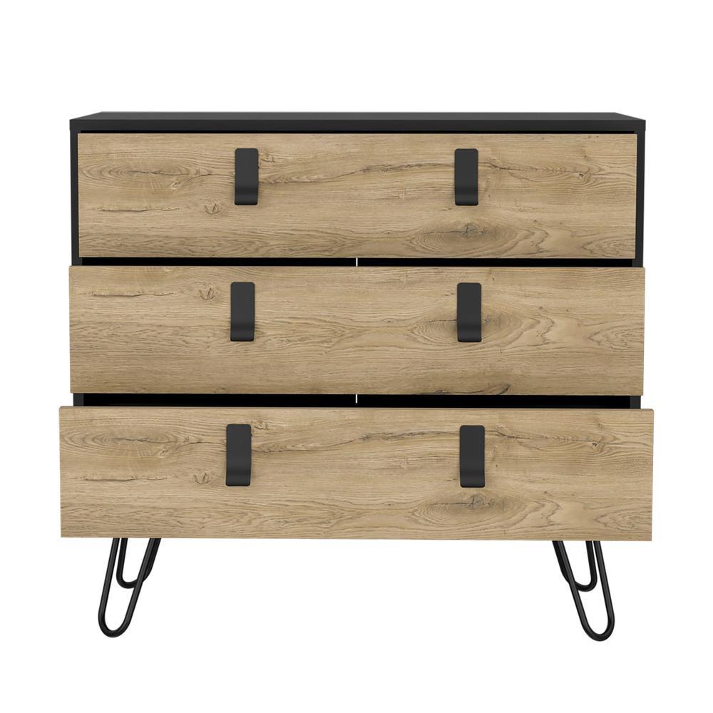 3-Drawer Dresser, Modern Chest of Drawers with Hairpin Legs and Metal Accents. Picture 2