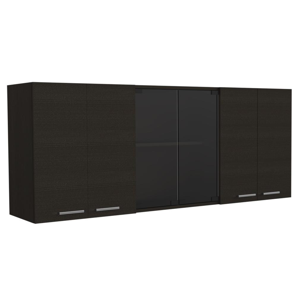 Olimpo 150 Wall Cabinet With Glass In Black. Picture 5