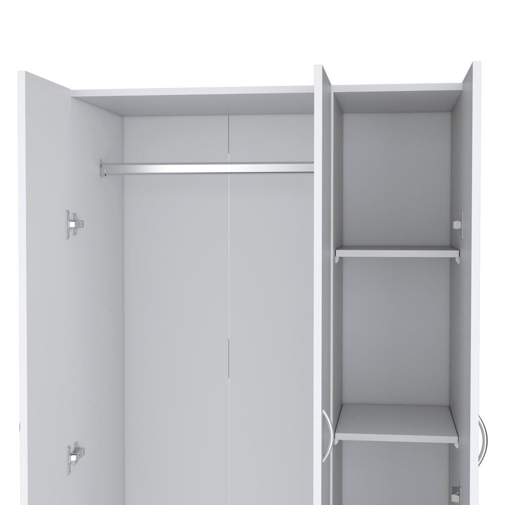 Westbury Wardrobe Armoire with 3-Doors and 2-Inner Drawers, White. Picture 3