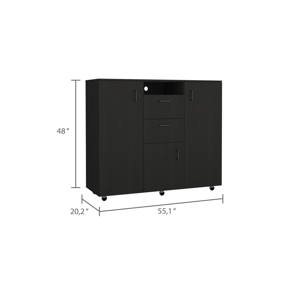 Milano Two-Door Cabinet Dresser-Black. Picture 9