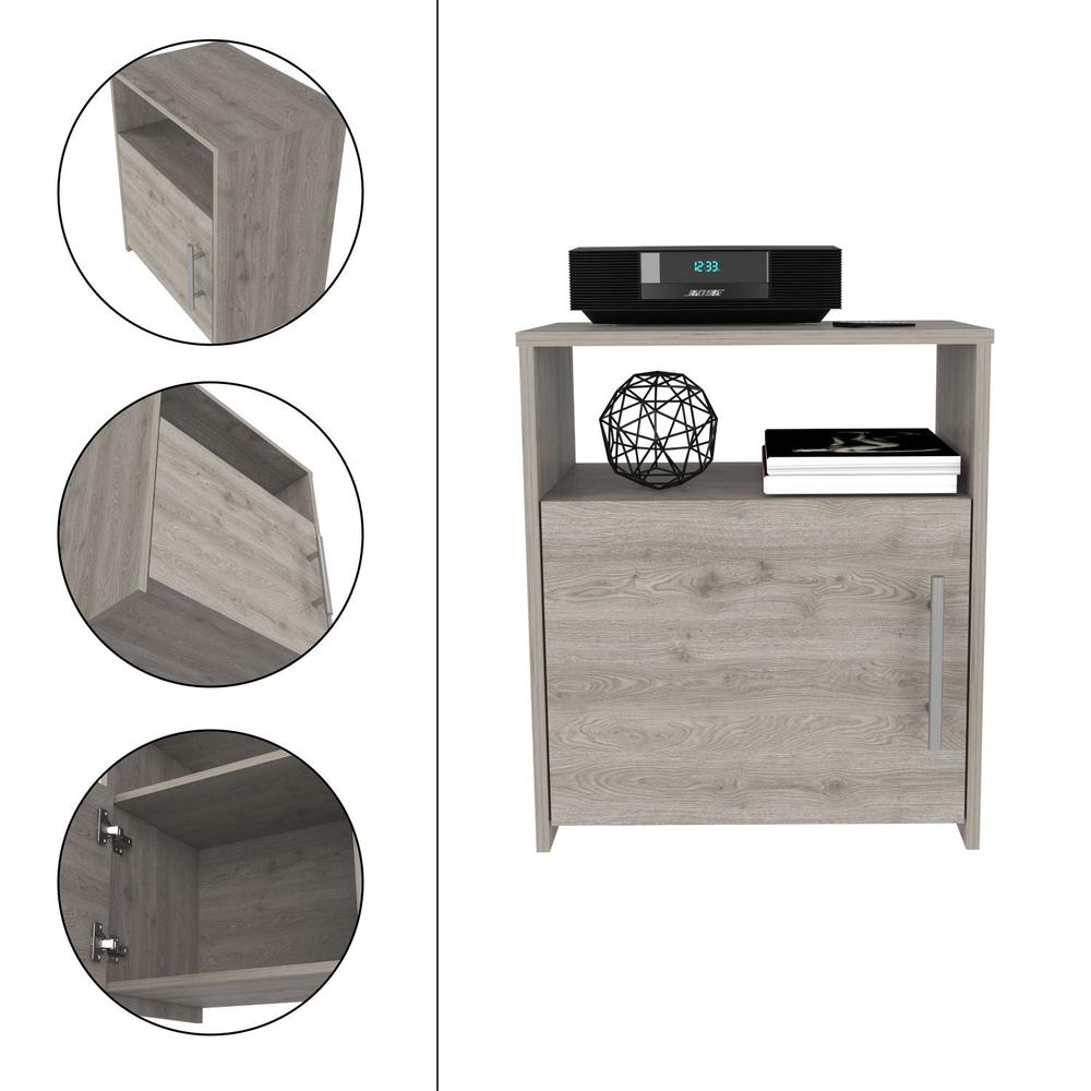 Nightstand, Single Door Cabinet, Metal Handle, One Shelf, Superior Top. Picture 3