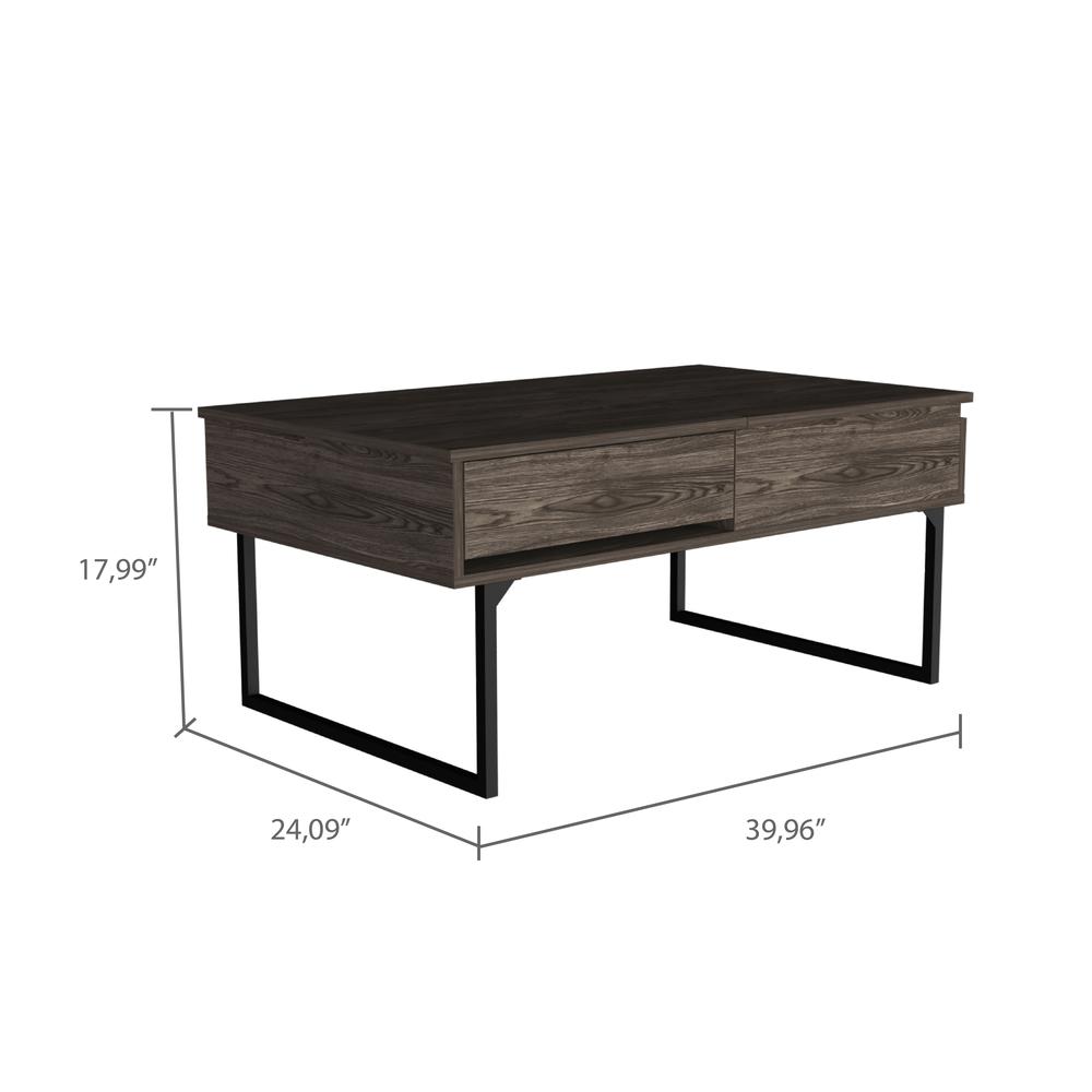 DEPOT E-SHOP Manila Lift Top Coffee Table With Drawer - Dark Walnut, For Living Room. Picture 3