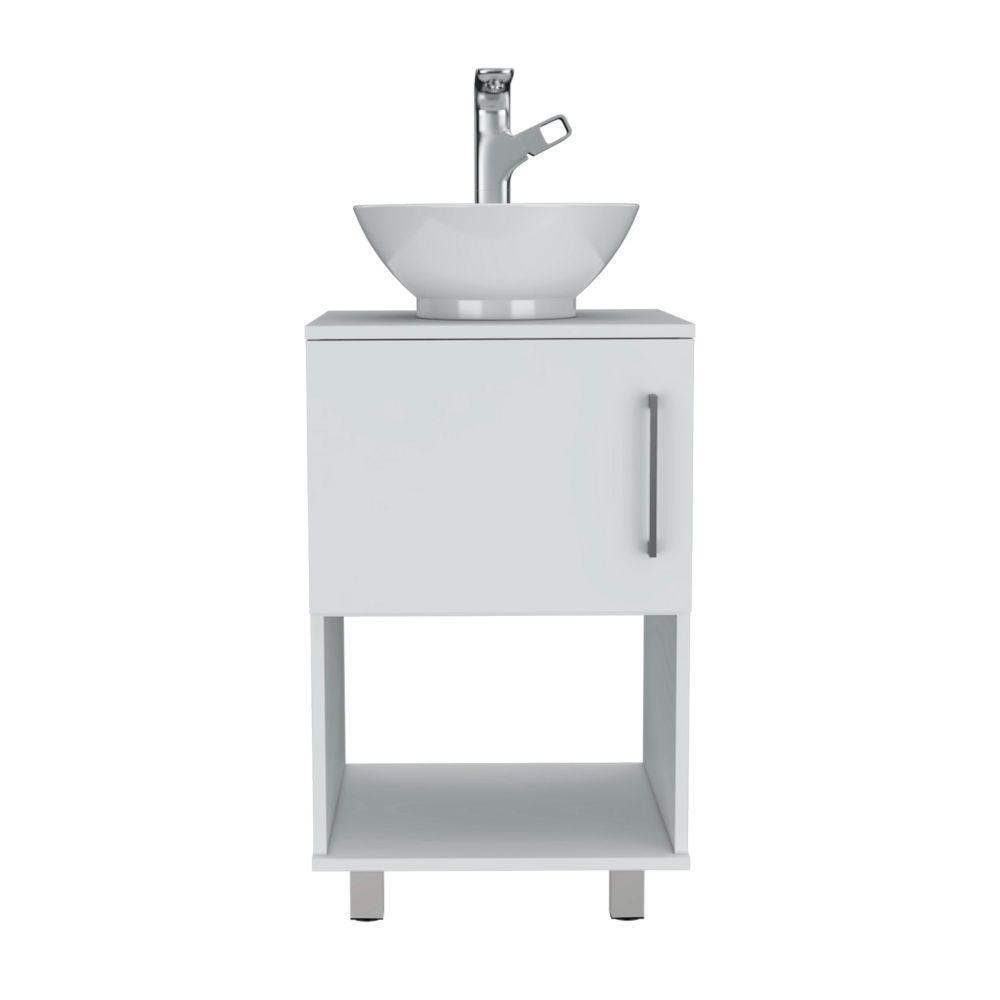 DEPOT E-SHOP Pittsburgh Single Bathroom Vanity, One Open Shelf, One-Door Cabinet, Four Legs-White, For Bathroom. Picture 2