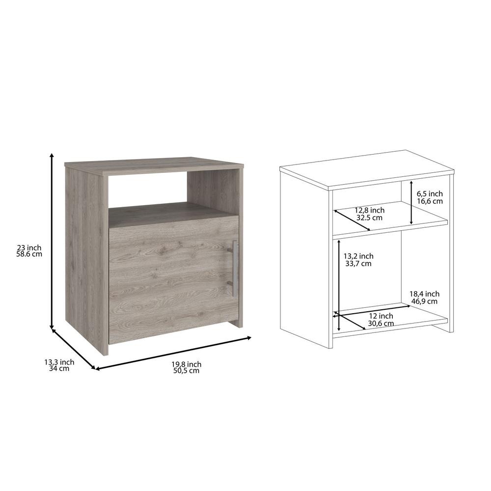 Nightstand, Single Door Cabinet, Metal Handle, One Shelf, Superior Top. Picture 5