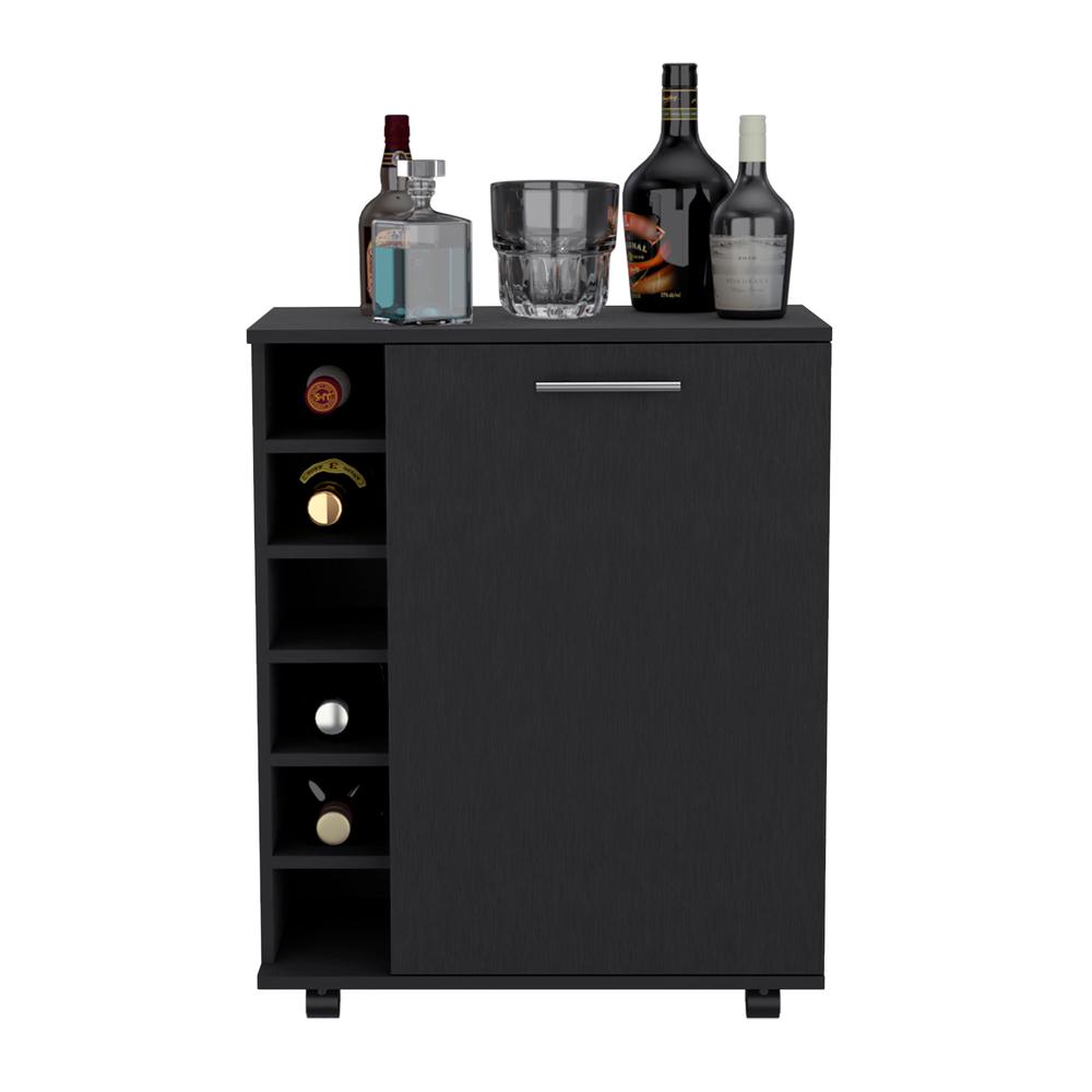 Bar Cart Sleek Mobile Cocktail Station with Built-in Bottle Storage. Picture 3