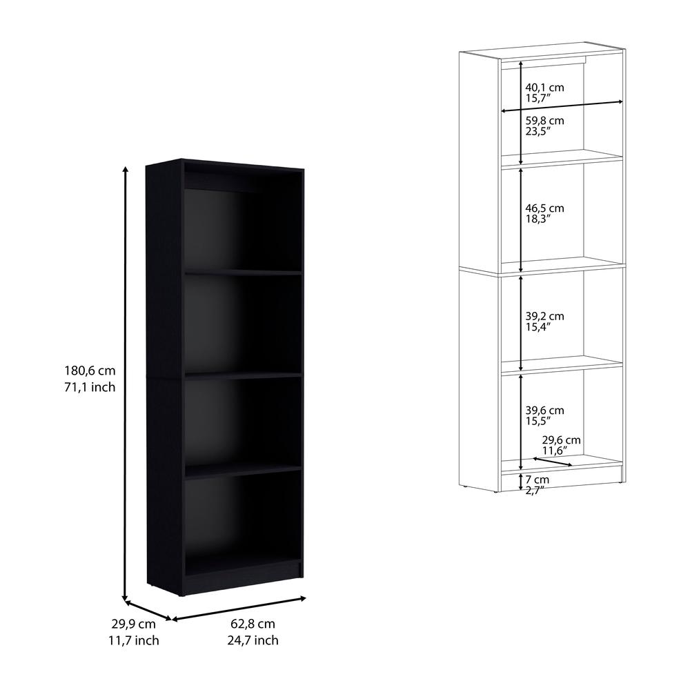 Vinton Bookcase with Spacious Tier-Shelving Design, Black. Picture 5