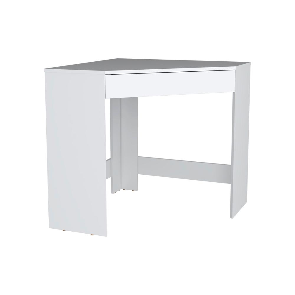 Savoy Corner Desk with Compact Design and Drawer, White -Office. Picture 1