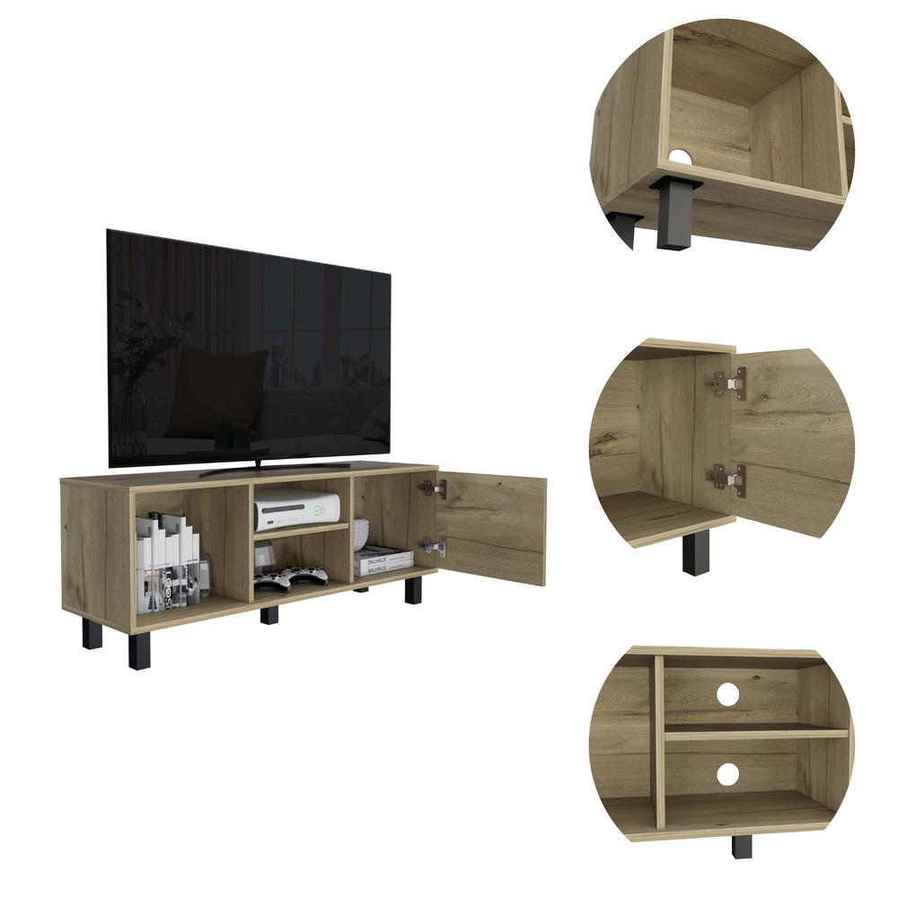 DEPOT E-SHOP Myrtle Tv Stand-Tabletop,Three Open Shelves, One Cabinet-Light Oak, For Bedroom. Picture 3