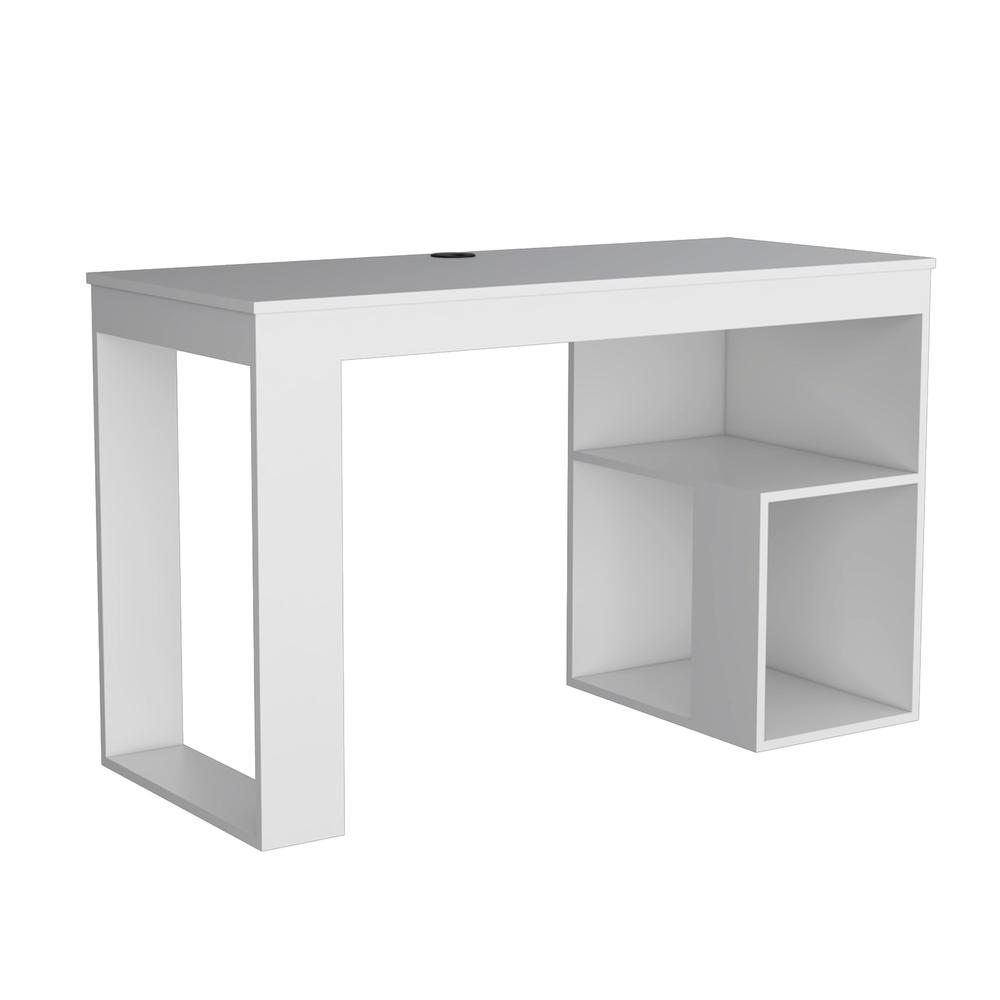 Firenze Writing Desk, Two Shelves, White -Office. Picture 1