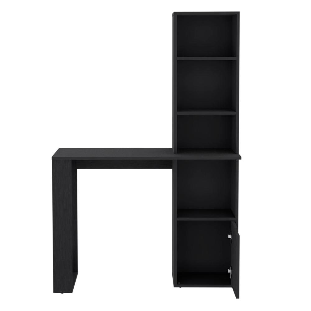 Ripley Writing Desk With Bookcase and Cabinet, Black. Picture 1