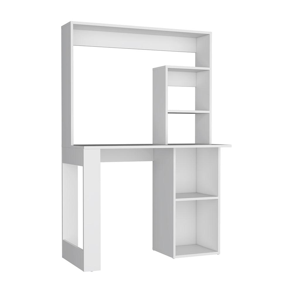 Ethel Writing Computer Desk with Storage Shelves and Hutch, White. Picture 2
