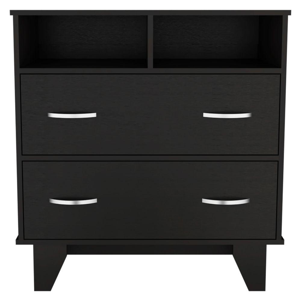 DEPOT E-SHOP Stamford Two Drawer Dresser, Four Legs, Two Open Shelves, Countertop-Black, For Living Room. Picture 2
