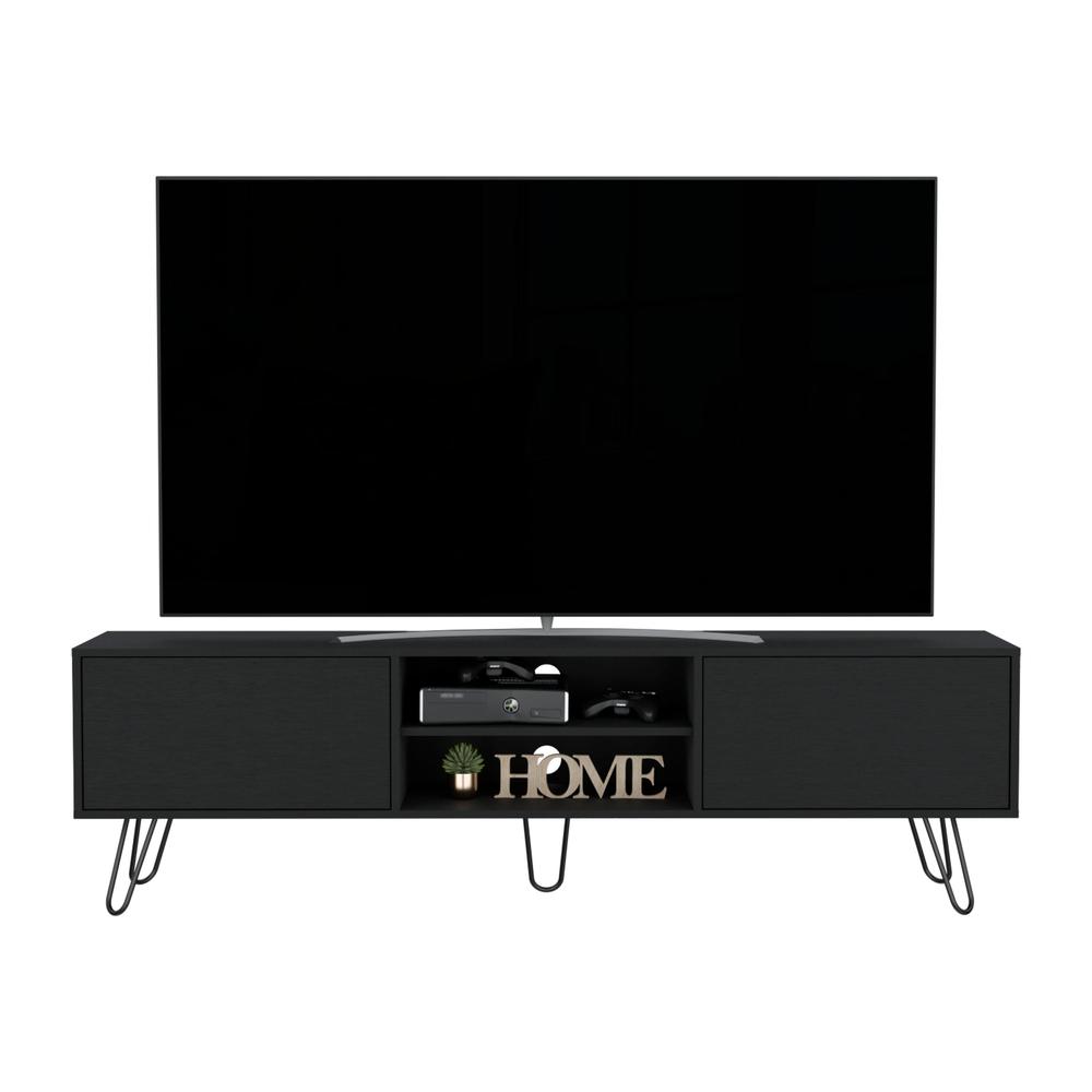 Waco TV Rack, Hairpin Stand with Spacious Storage and Cable Management Holes. Picture 4