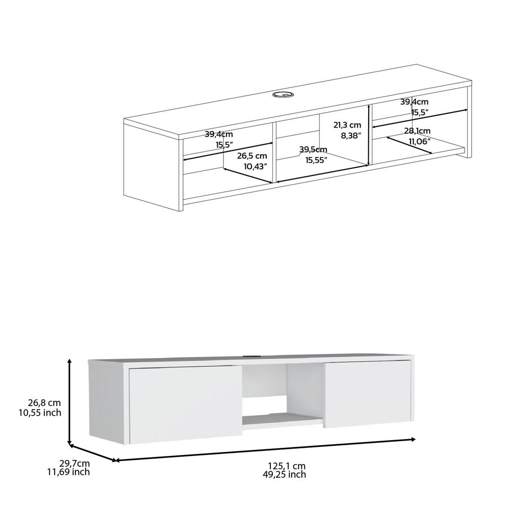 Adel Floating TV Stand, Sleek Wall-Mounted Console with 2-Doors. Picture 7