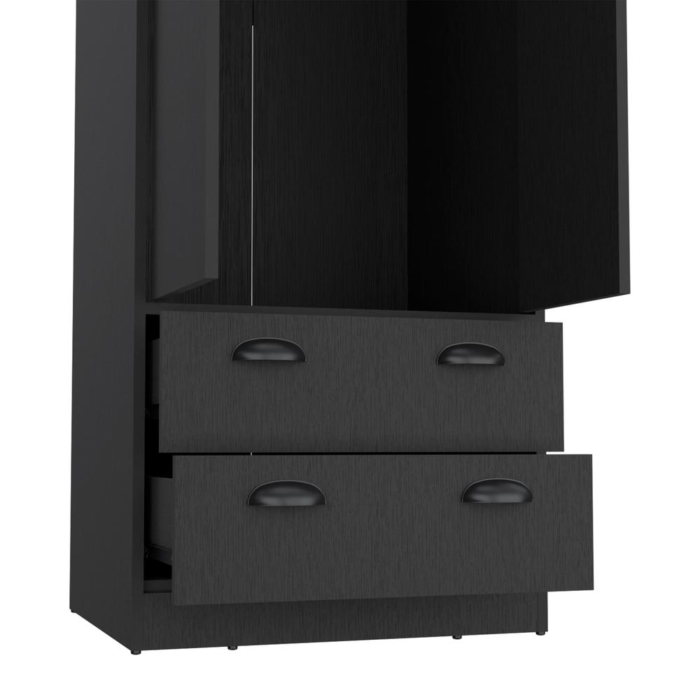 Bonaire Armoire with 2-Drawers and 2-Doors, Black. Picture 3