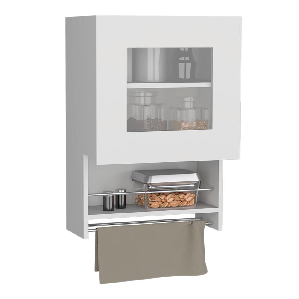 DEPOT E-SHOP Ithaca Kitchen Wall Cabinet with Towel and Spice Rack, White. Picture 3