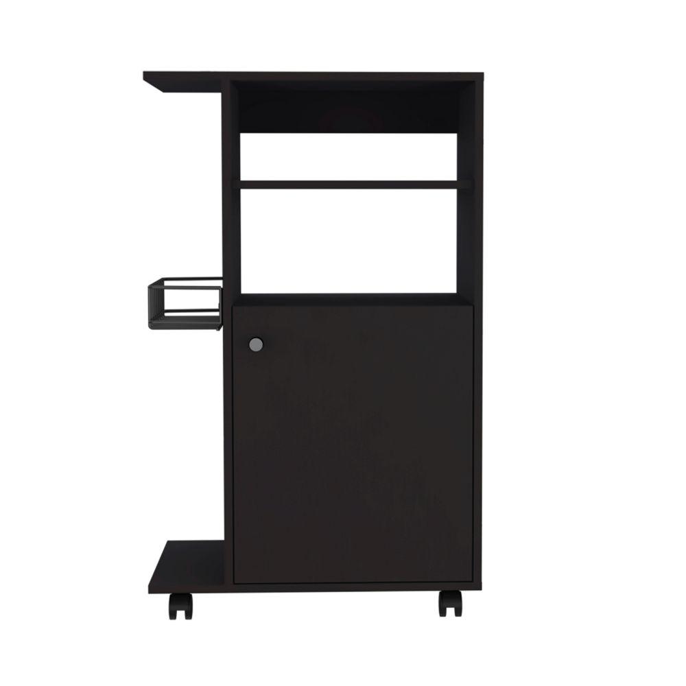DEPOT E-SHOP Opal Kitchen Cart, Microwave Countertop, One-Door Cabinet, Four Caster Wheels- Black, For Living Room. Picture 2
