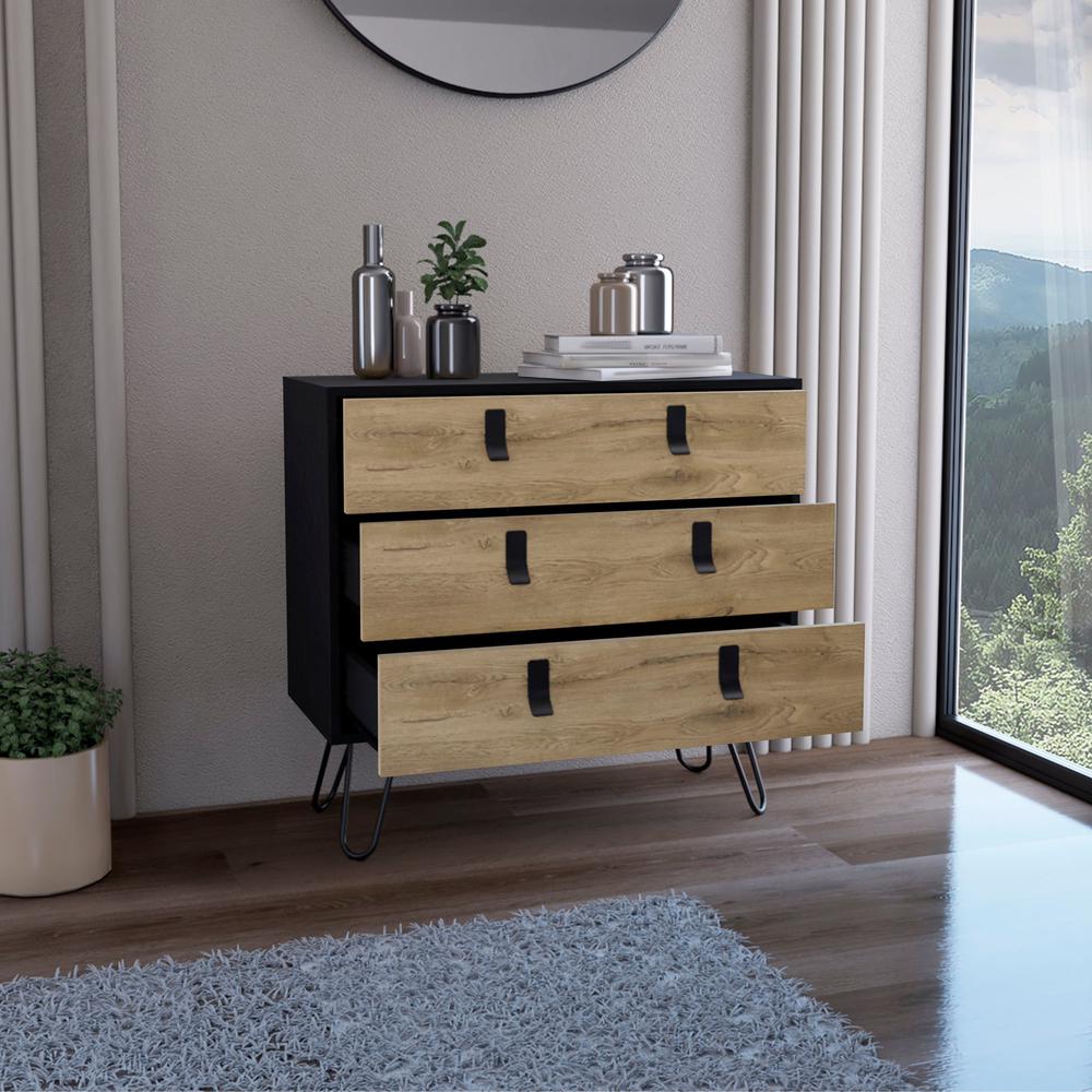 3-Drawer Dresser, Modern Chest of Drawers with Hairpin Legs and Metal Accents. Picture 6
